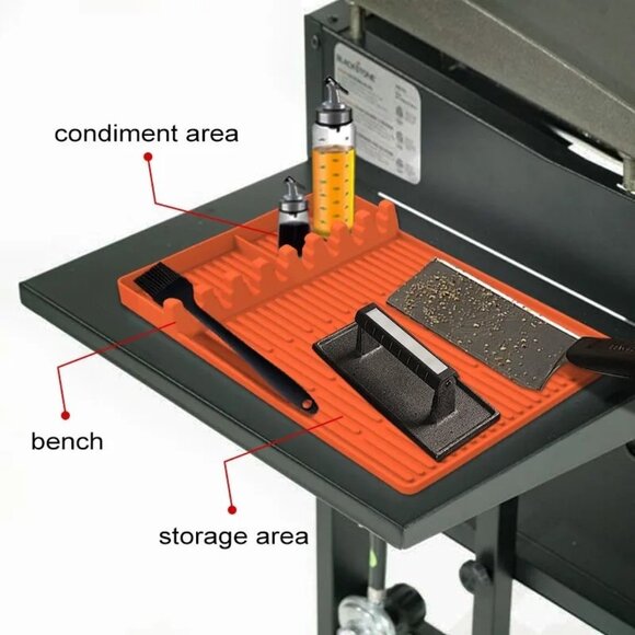 Silicone Tools Mat for Blackstone, Large Silicone Spatula Mat with Drip Pad - Picture 3 of 7